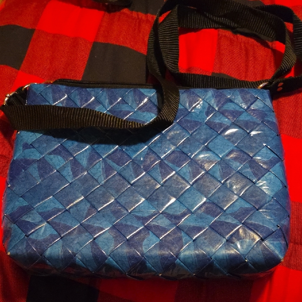 Blue Woven Handmade Crossbody Bag